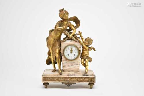 An early 20th century, French gilt metal and marble figural ...