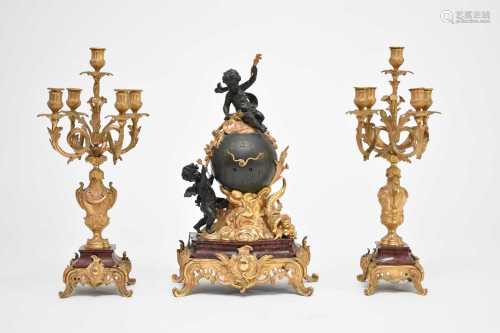 A late 19th/early 20th century, French, Rococo style, ormolu...