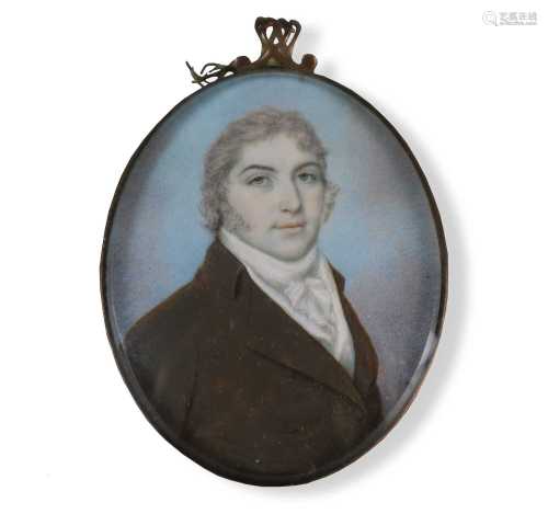 English School (Early 19th century), Miniature Portrait of a...