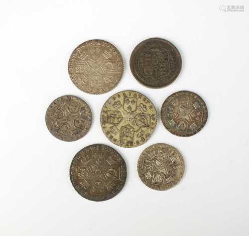 Three George III shillings