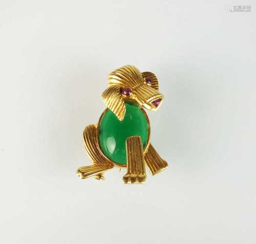 A French gold brooch in the form of a dog