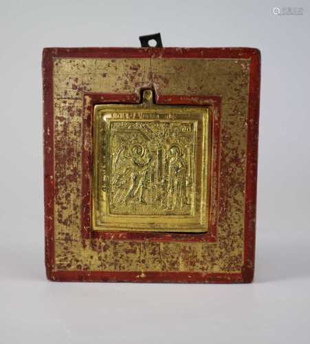 A 19th century Russian, gold coloured metal, ‘portable’ icon