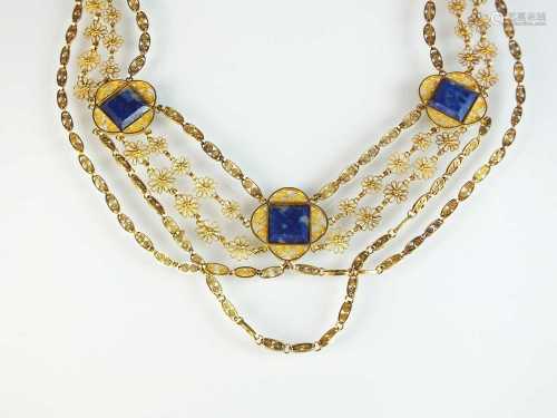 A lapis lazuli filigree necklace