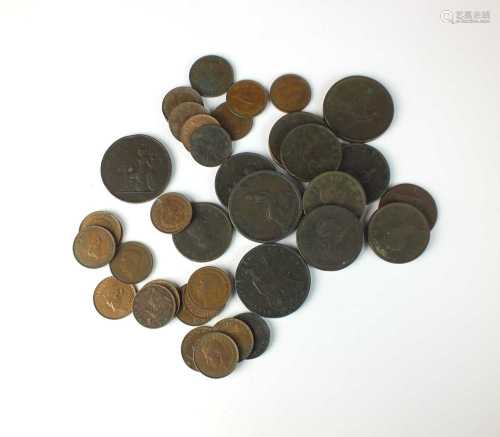 A collection of English copper and bronze coinage