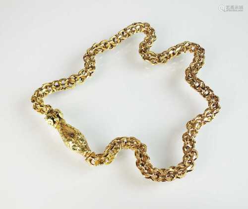 An early 19th century chain with snakes head clasp