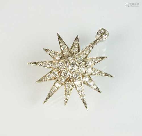 A Victorian diamond star burst brooch/pendant