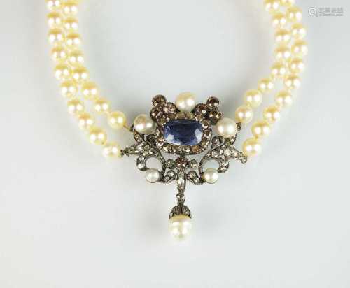 A late 18th/early 19th century sapphire, diamond and baroque...