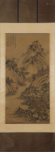 A Chinese Landscape Painting Paper Scroll, Wang Hui Mark