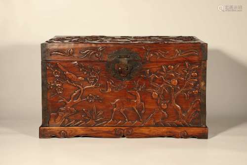A Carved Huanghuali Fu&Shou Book Box