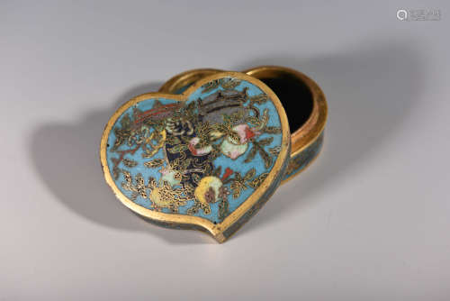 A Cloisonne Enamel Peach-Shaped Box And Cover