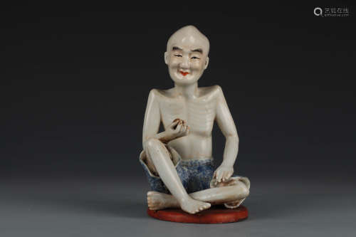 A Porcelain Arhat Ornament By Wei Hongtai
