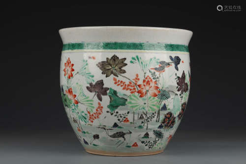 A Gucai Lotus Pond And Birds Jar