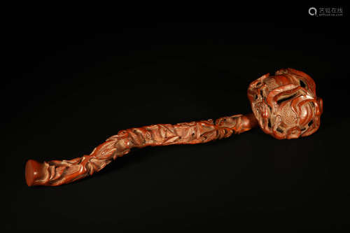 A Carved Boxwood Sanduo Ruyi Scepter
