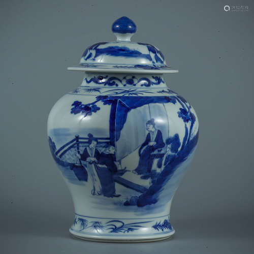 A Blue And White Figural Ginger Jar And Cover