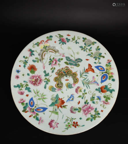 A Famille Rose Butterfly And Flowers Dish