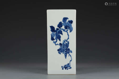 A Blue And White Fruits And Flowers Square Vase
