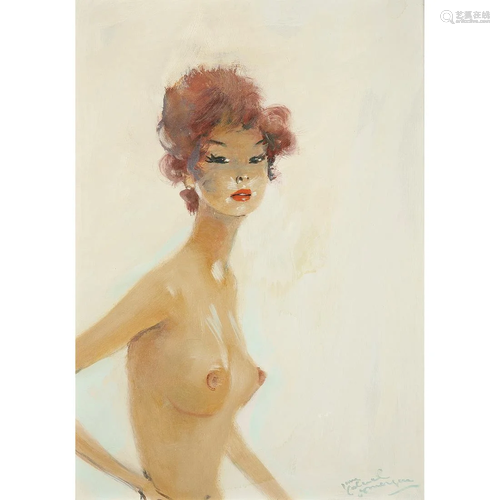 ƒ JEAN-GABRIEL DOMERGUE (1889-1962) MARIE-ÈVE Huile sur