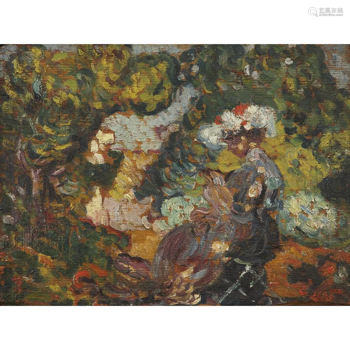 LOUIS VALTAT (1869-1952) FEMME DANS UN PAYSAGE, VERS