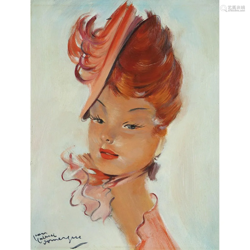 ƒ JEAN-GABRIEL DOMERGUE (1889-1962) DOUDOU Huile sur