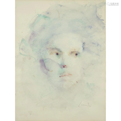 LEONOR FINI (1908-1996) TÊTE DE FEMME Aquarelle sur