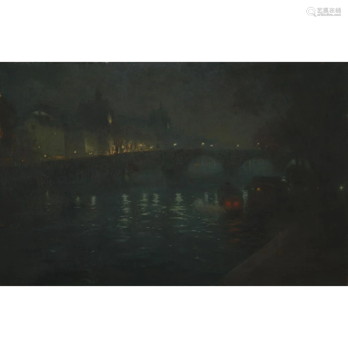 PAUL DE FRICK (1864-1935) LE PONT ROYAL AVEC LA GARE