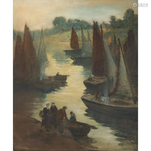 HENRI ALPHONSE BARNOIN (1882-1940) VOILIERS AU PORT À