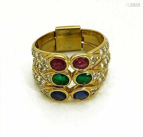 Tiffany & Co 18K Gold Diamond Ruby Emerald Sapphire