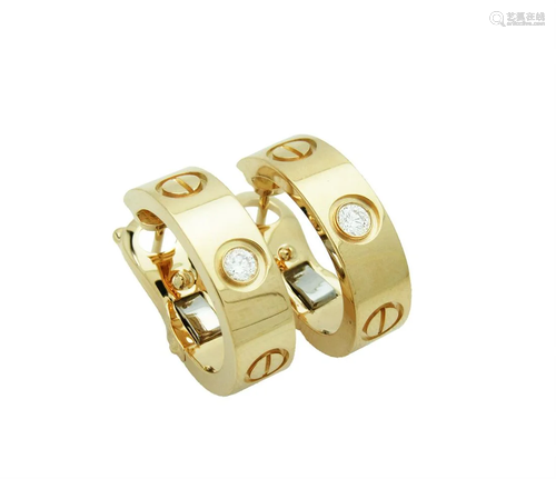 Cartier LOVE EARRINGS, 2 DIAMONDS 18K YELLOW GOLD