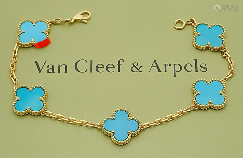 VAN CLEEF & ARPELS 18K VINTAGE ALHAMBRA TURQUOISE