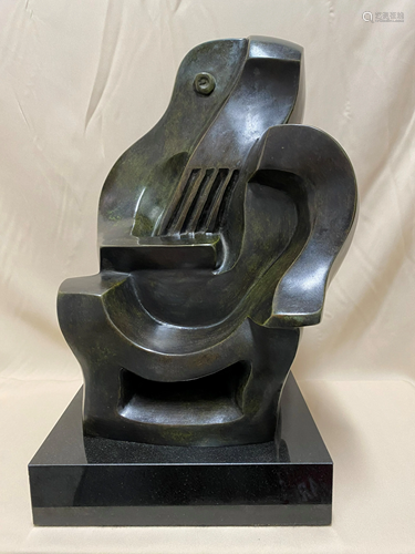 J. Lipchitz Large Lithuanian Bronze Sculpture Guitarist