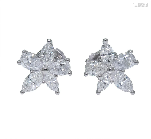 Tiffany & Co Platinum Victoria Mixed Cluster Earrings