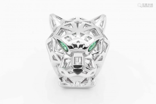 PANTHÈRE DE CARTIER RING WHITE GOLD, GREEN TSAVORITE