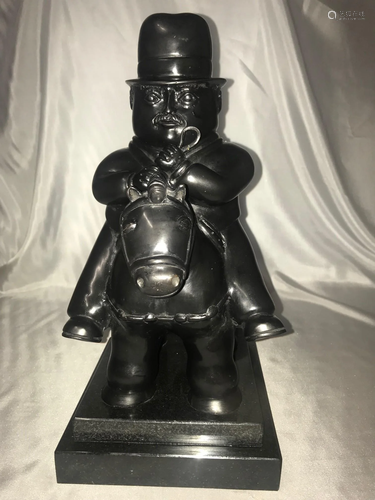 FERNANDO BOTERO MAN ON HORSEBACK BRONZE SCULPTURE