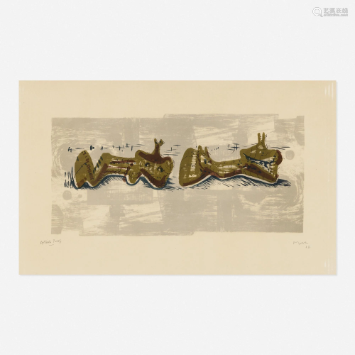 Henry Moore, Two Reclining Figures with River