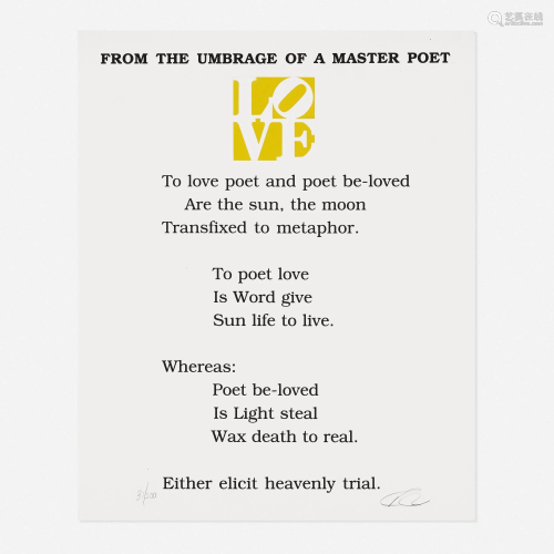 Robert Indiana, From the Umbrage of a Master Poet