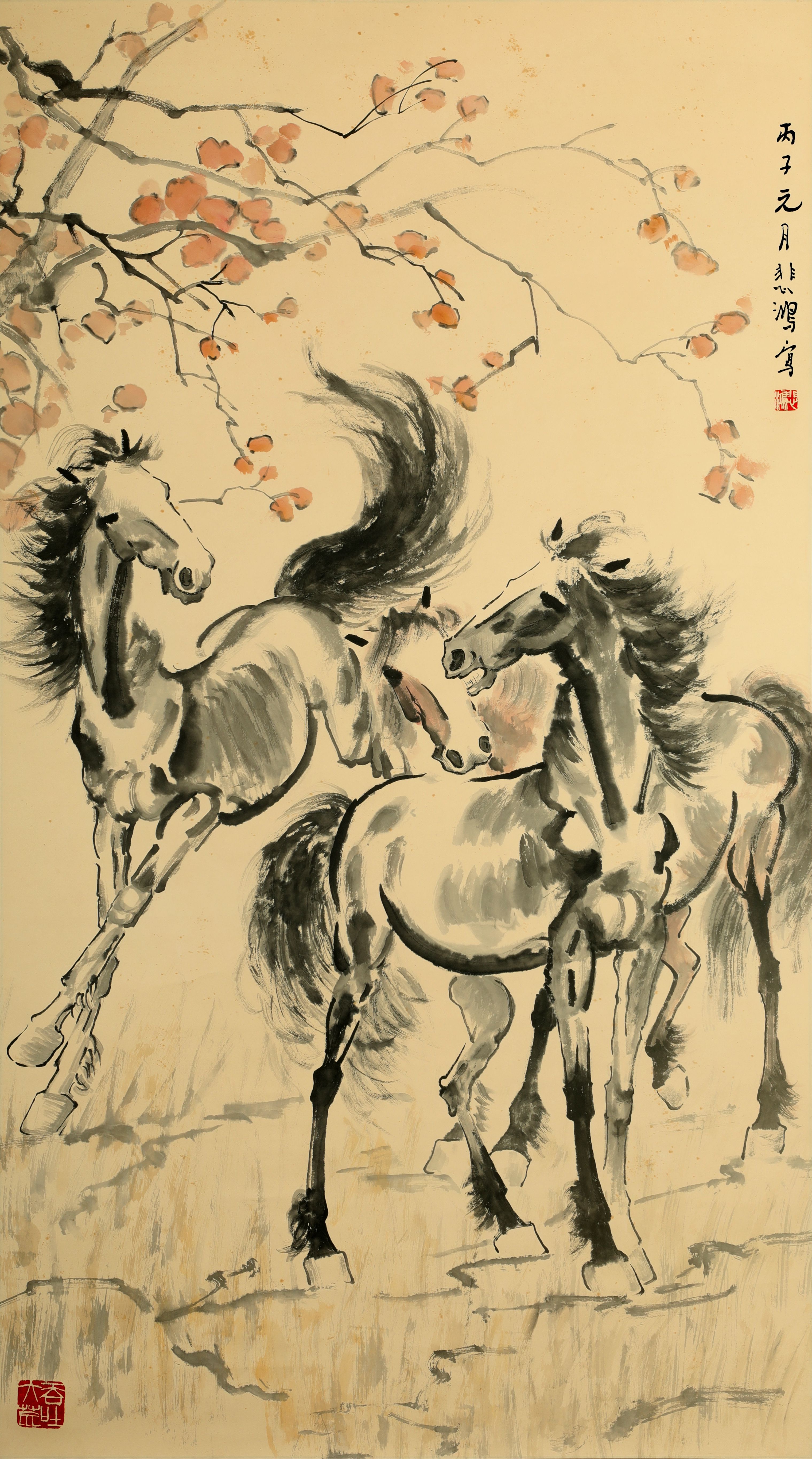 徐悲鴻画家 競馬？複製品？(ツルツル触感)-