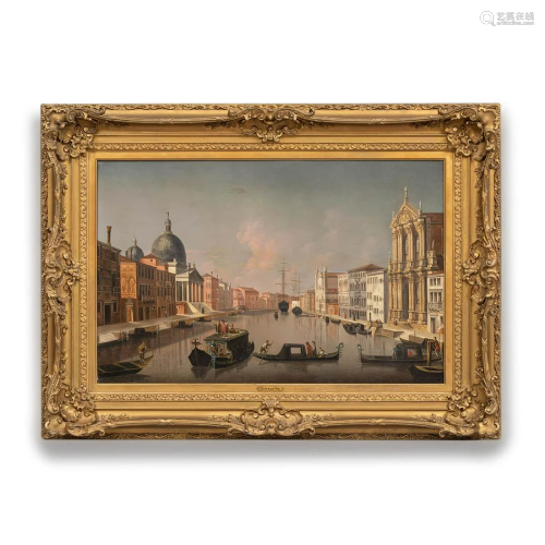 Oil Painting of Church of SantaClara, Signed Canaletto in 16...