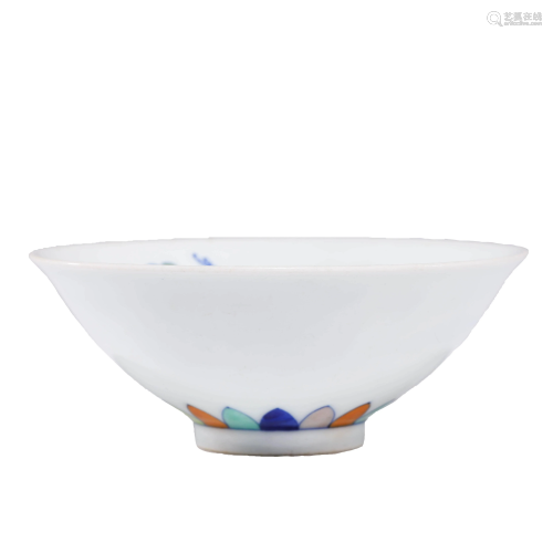 Chinese Porcelain Doucai Crane Bowl Marked Yong Zheng