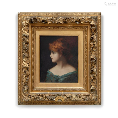 19th C Oil Painting of Portrait of Young Lady J Henner