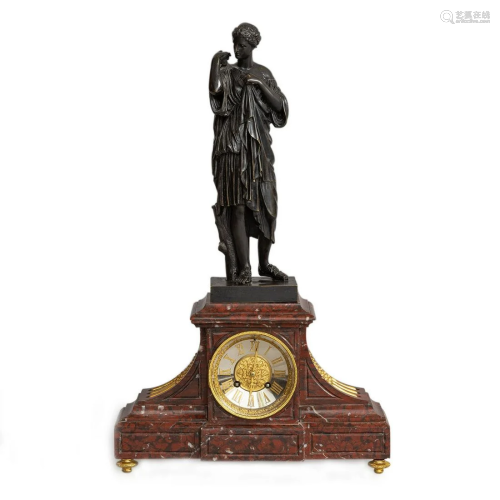19th C Napoleon III Bronze Mantel Clock