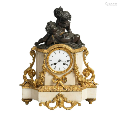 18th C Louis XVI Style Bronze Mantel Clock H.  Dasson/Paris