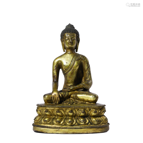 Chinese Gilt-Bronze Sakyamuni Statue