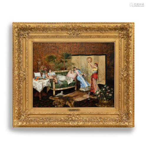 An Oil Painting of Foretune Teller & Two Guests F.  Masó in ...