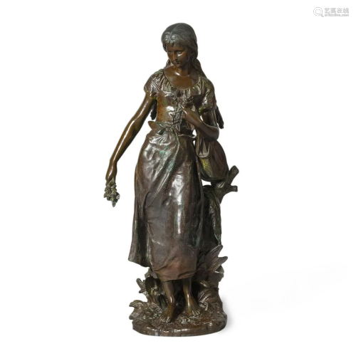 Bronze Sculpture of Lady, Signed H. MOREAU in 1875