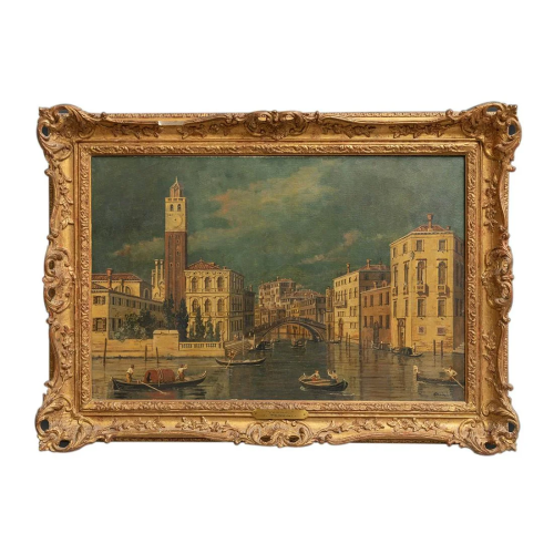 An Oil Painting of San GeremiChurch & Palazzo Labi, Signed T...