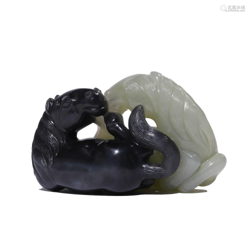 Black & White Jade Carving of Horse