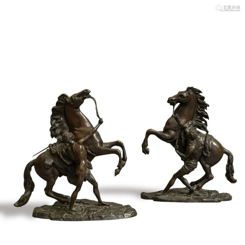 Pair of Bronze Horses Coustou, 19th C
