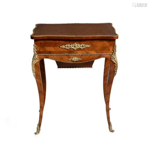 18th C Napoleon III Gilt-Bronze Wooden Table, Signed TAHAN