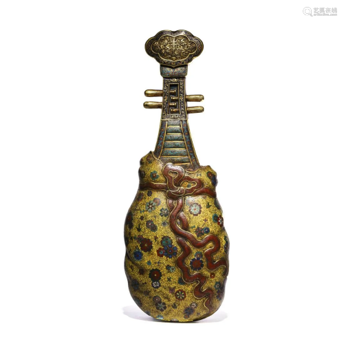 Chinese Cloisonne Enamel Musical Instrument Wall Vase Marked...