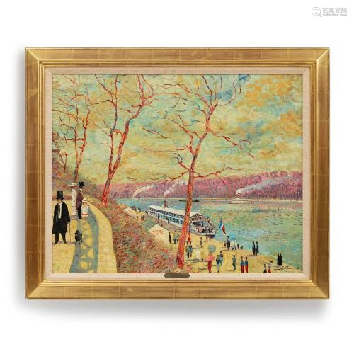 An Oil Painting of the River Seine in Autumn John Morris in ...